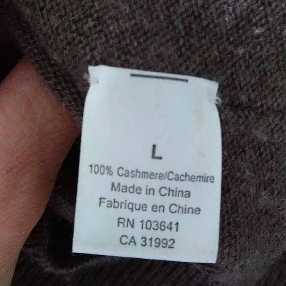 Kier & J Cashmere Sweater brown turtleneck side slits super soft size L - Picture 4 of 13
